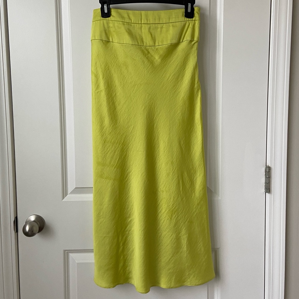 Free People Lime Green Sayin Normani Bias Midi Skirt Size 4
